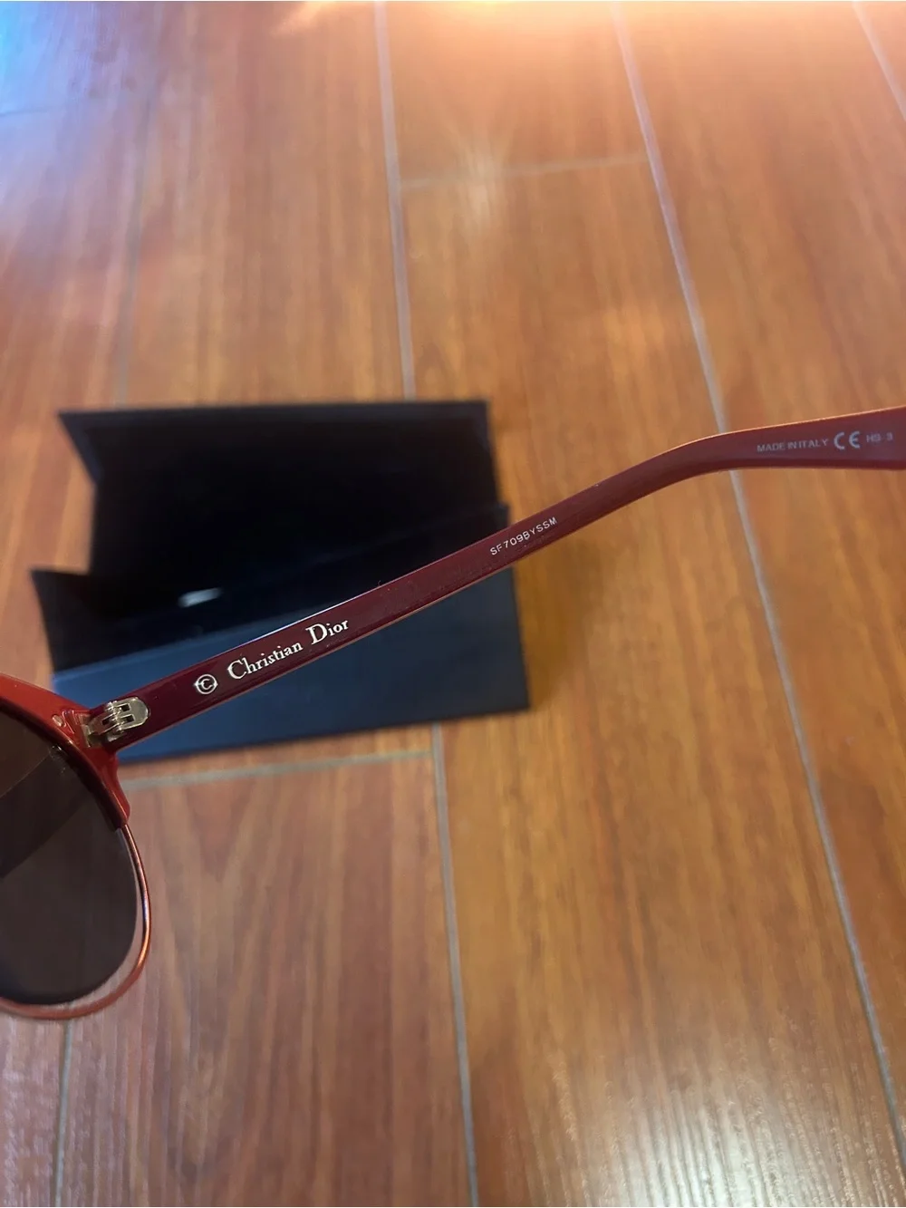 Dior Women's Round Sunglasses in Deep Red with Dark Lenses